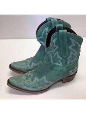 Lane Boots Saratoga Bootie Women’s Size 8 Green Western Short Snip Toe